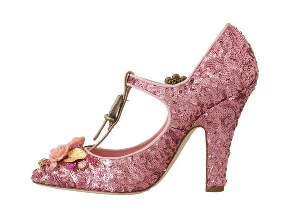 Pink Sequin Leather Crystals Sandal