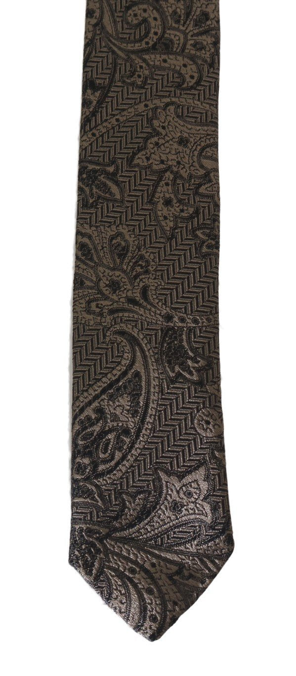 Brown Floral Paisley Skinny Tie