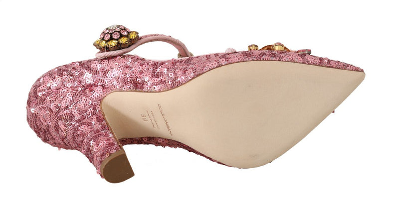 Pink Sequin Leather Crystals Sandal
