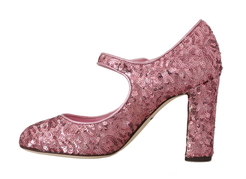 Pink Sequined Mary Janes Shoes