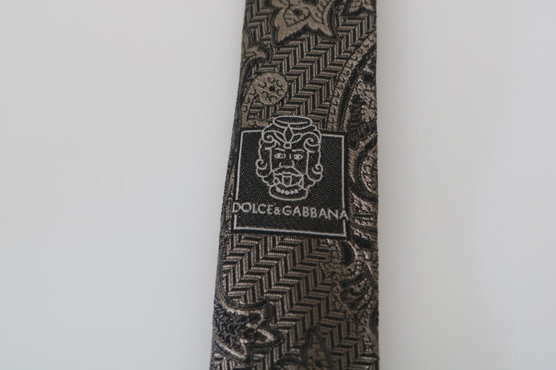 Brown Floral Paisley Skinny Tie