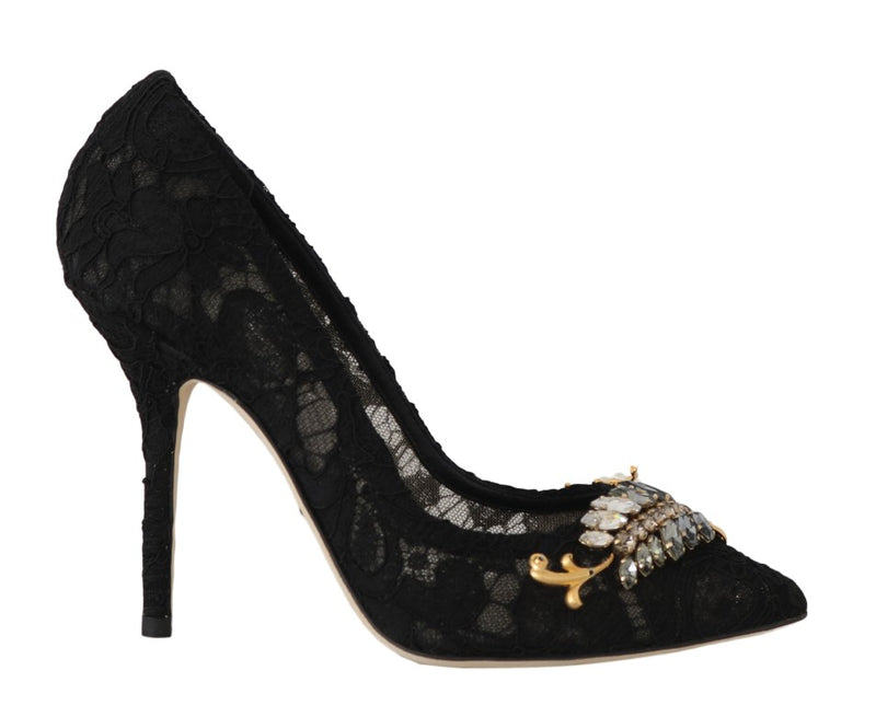 Black Lace Taormina Crystal Pumps Shoes