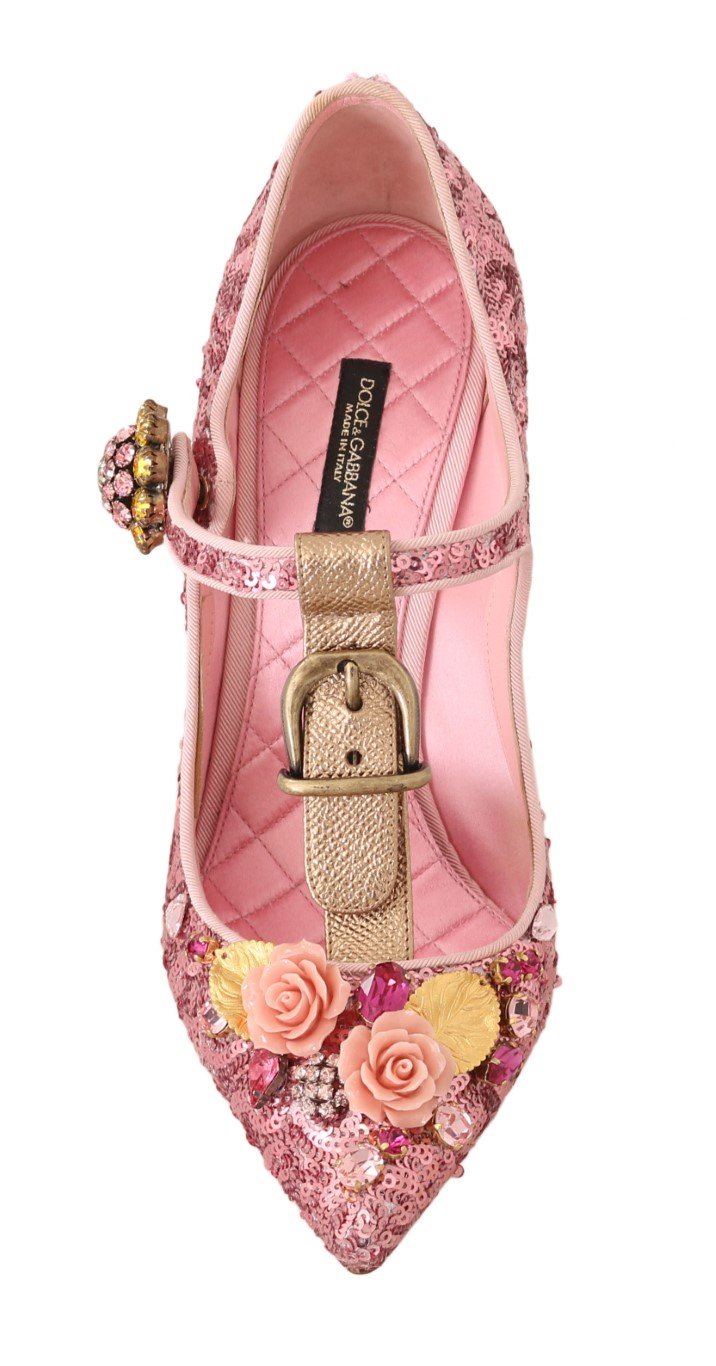 Pink Sequin Leather Crystals Sandal