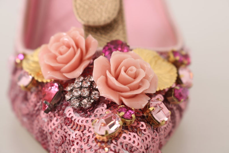 Pink Sequin Leather Crystals Sandal