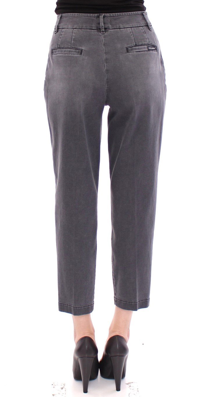 Gray Cotton Cropped Jeans Pants