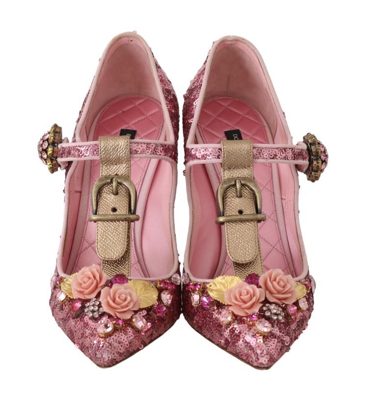 Pink Sequin Leather Crystals Sandal