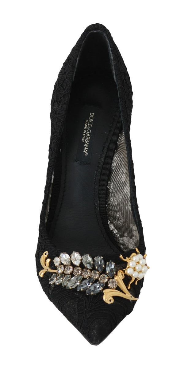 Black Lace Taormina Crystal Pumps Shoes