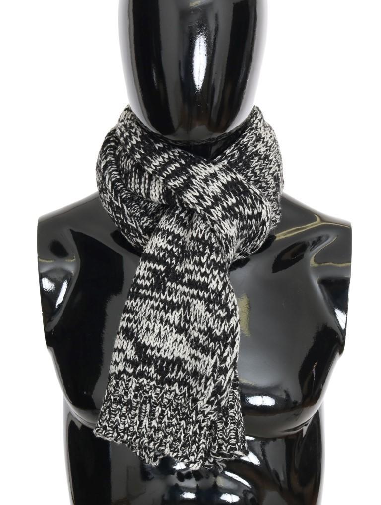 Black White Wool Knitted Scarf