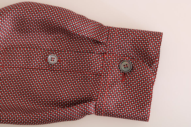 Red White Polka Dot Silk Shirt