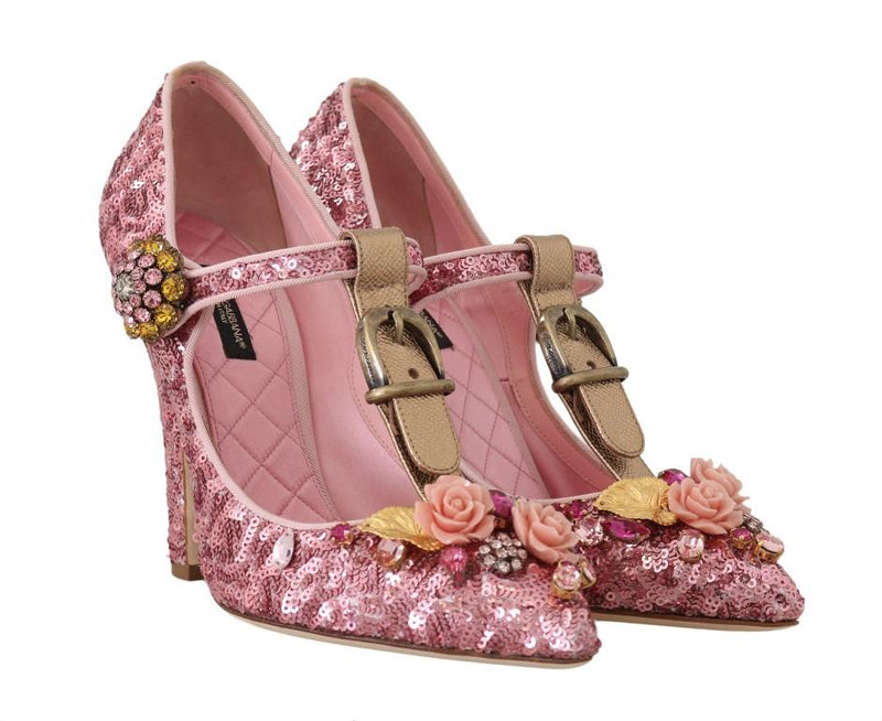 Pink Sequin Leather Crystals Sandal