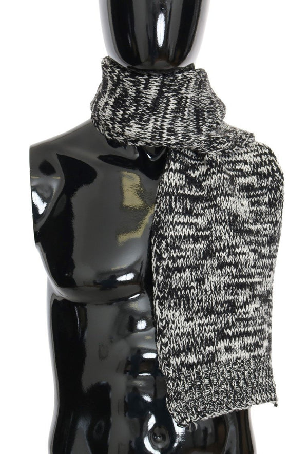 Black White Wool Knitted Scarf