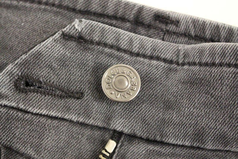 Gray Cotton Cropped Jeans Pants