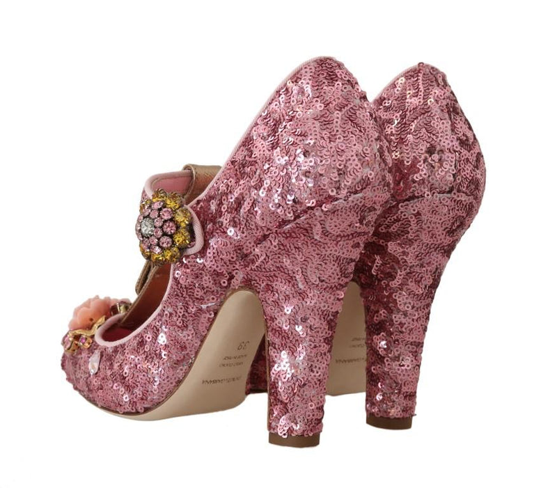 Pink Sequin Leather Crystals Sandal