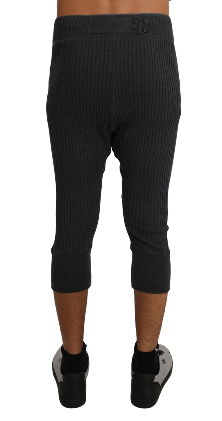 Gray Cotton Stretch Bermuda Thermal Bottoms