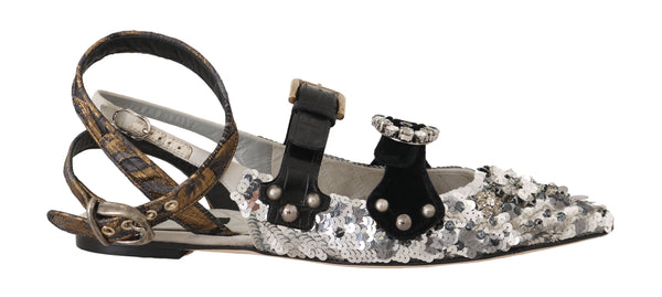 Silver Satin Sequin Crystal Sandals