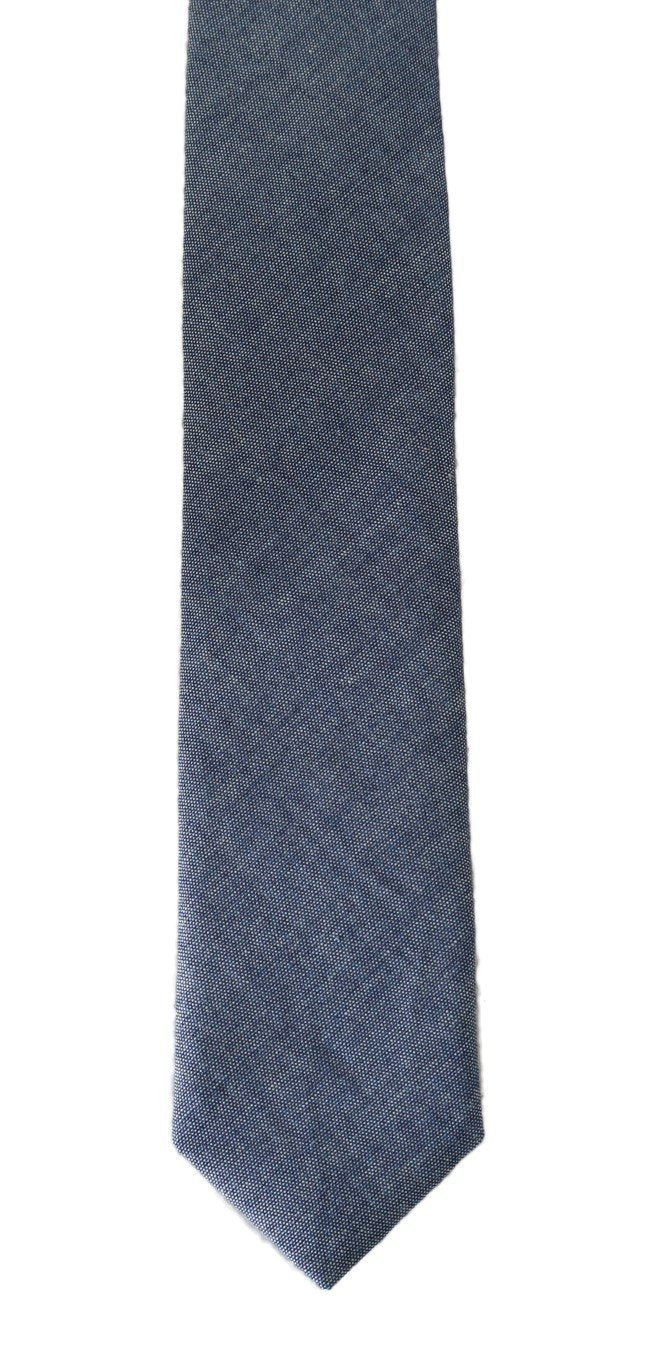 Blue Denim Cotton Solid Slim Tie