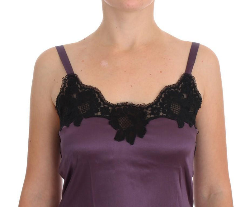 Purple Black Silk Lace Dress Lingerie Chemise