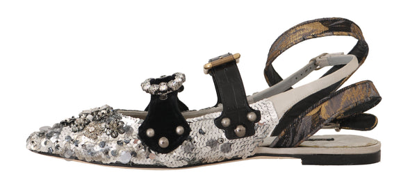 Silver Satin Sequin Crystal Sandals