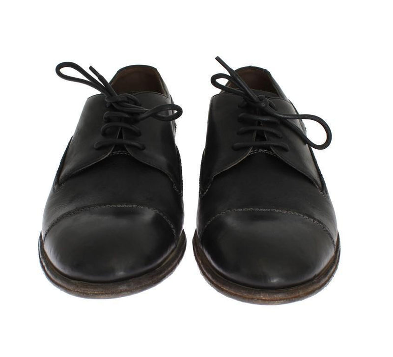 Black Leather Laceup Dress Shoes