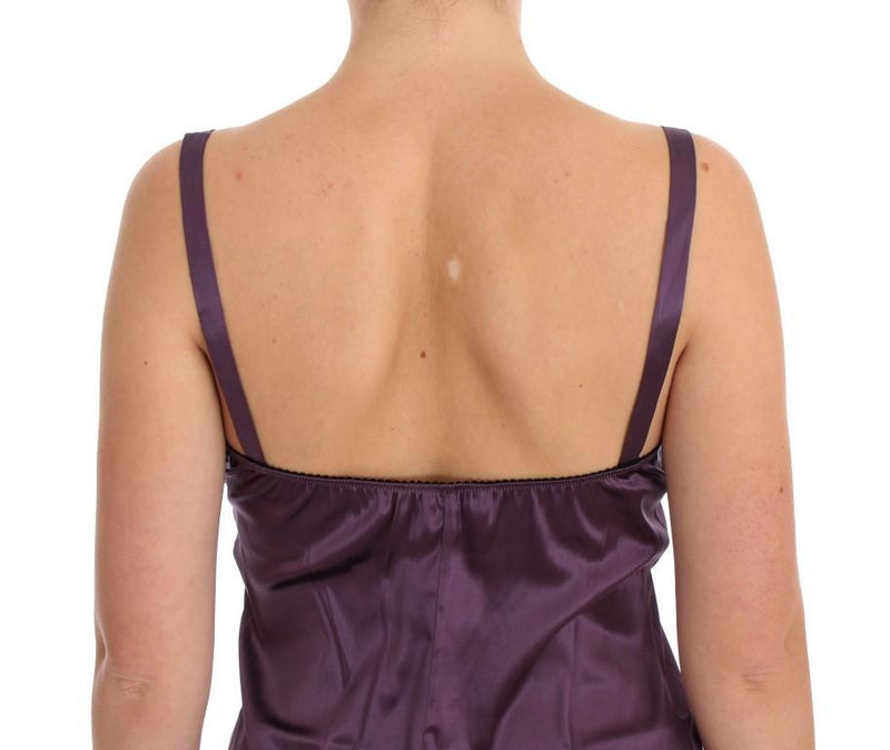 Purple Black Silk Lace Dress Lingerie Chemise