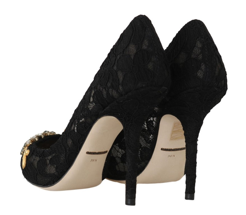 Black Lace Taormina Crystal Pumps Shoes