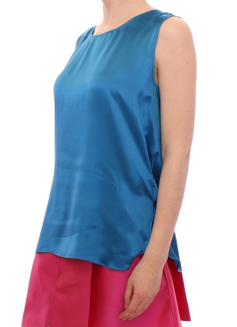 Blue silk sleevelees top