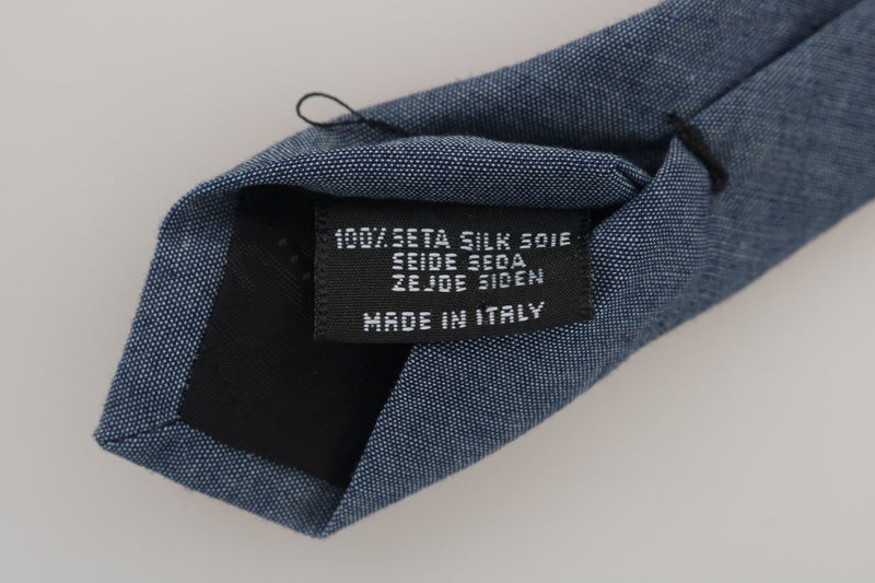 Blue Denim Cotton Solid Slim Tie
