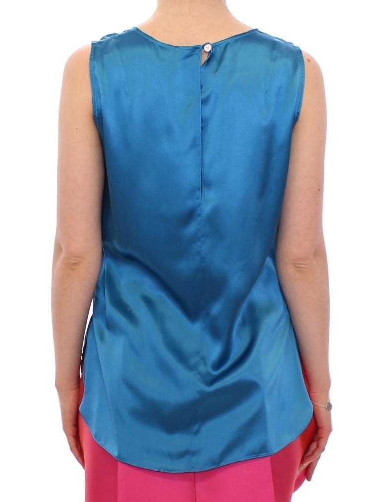 Blue silk sleevelees top