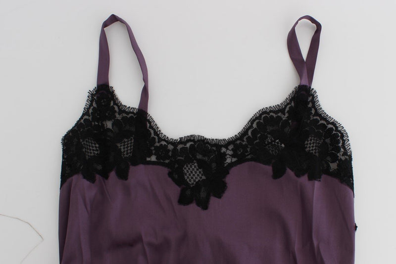 Purple Black Silk Lace Dress Lingerie Chemise