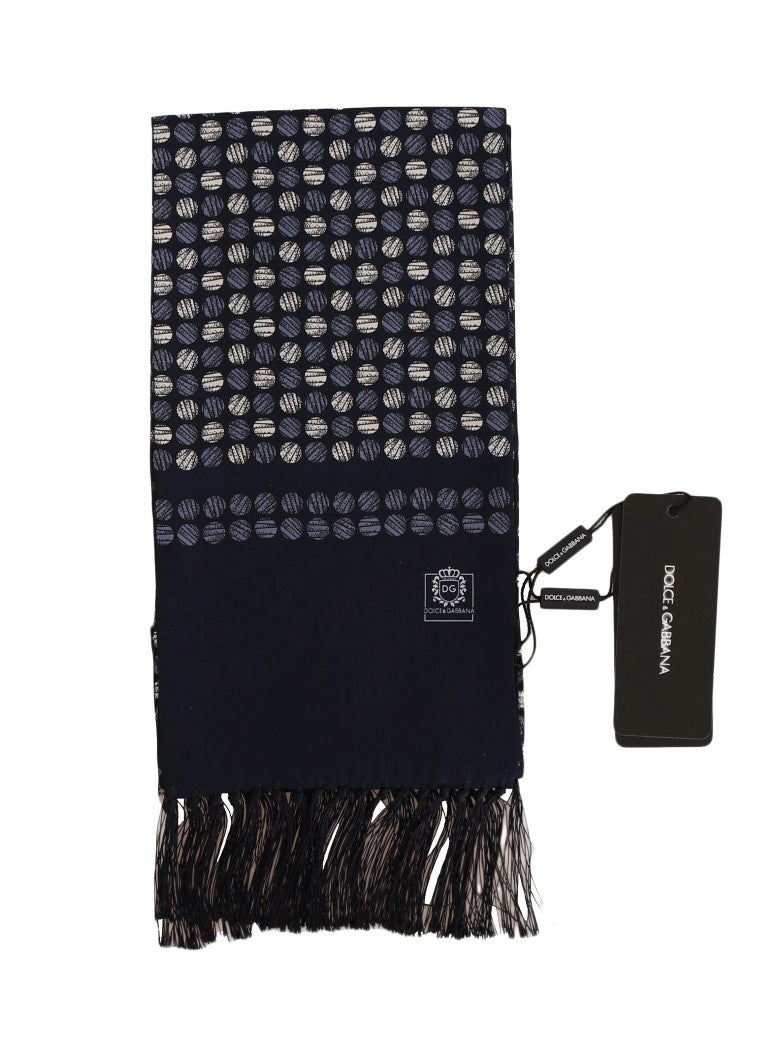Blue Silk Dotted Print Scarf