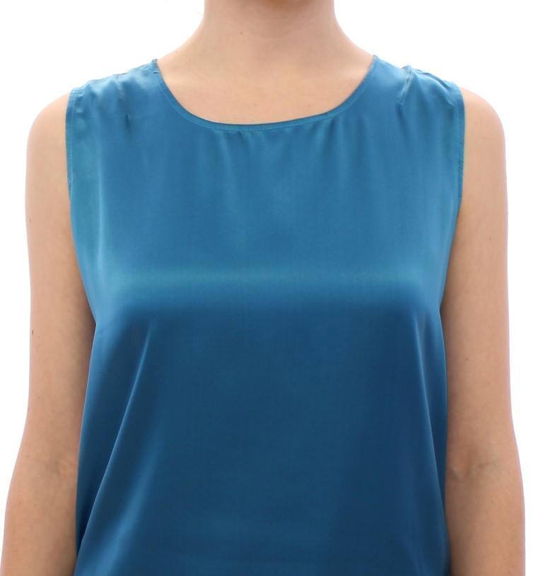 Blue silk sleevelees top