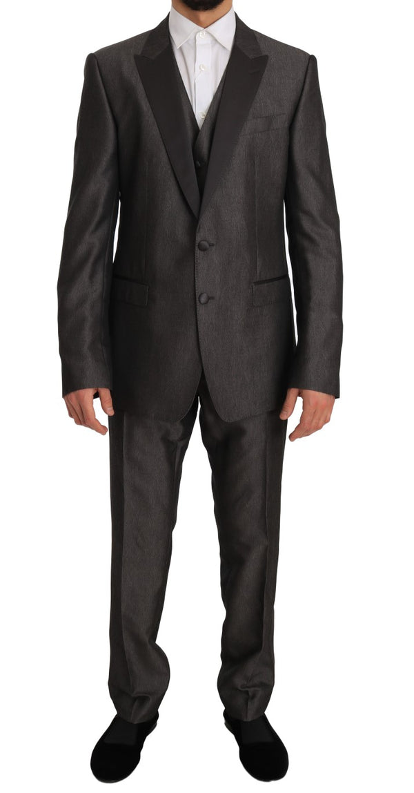 Gray Silk Wool MARTINI Slim Fit 3 Piece Suit