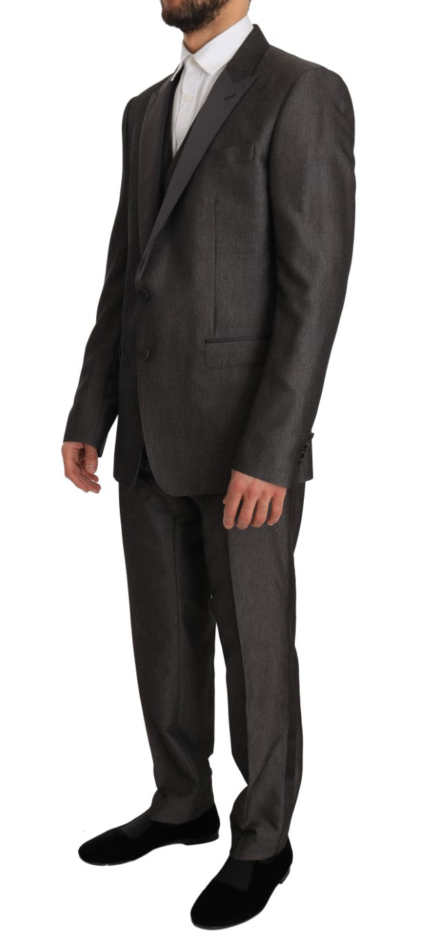 Gray Silk Wool MARTINI Slim Fit 3 Piece Suit