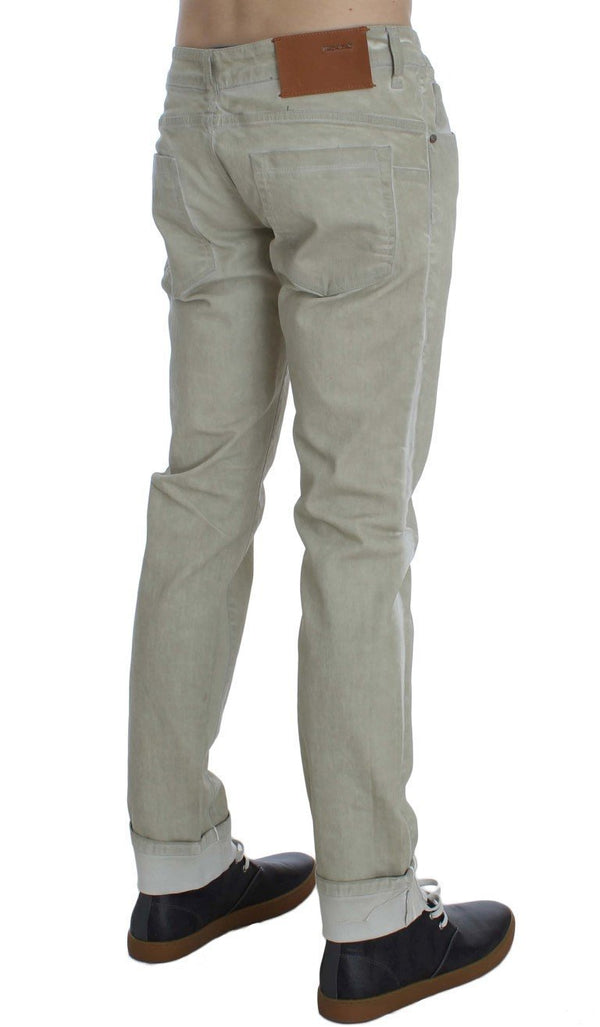 Beige Wash Cotton Slim Skinny Fit Jeans