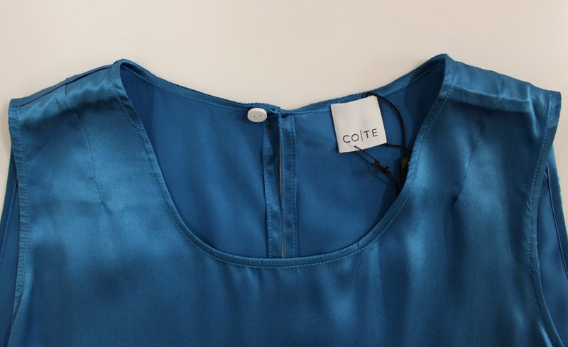 Blue silk sleevelees top