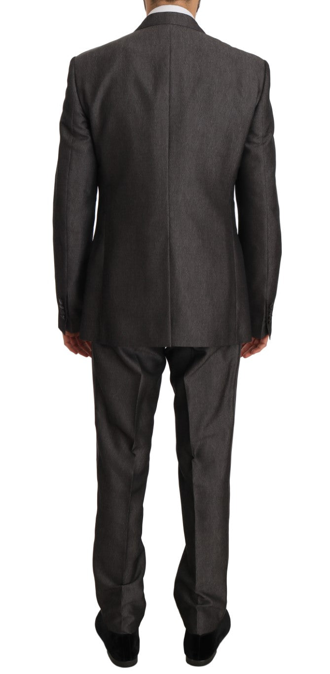 Gray Silk Wool MARTINI Slim Fit 3 Piece Suit