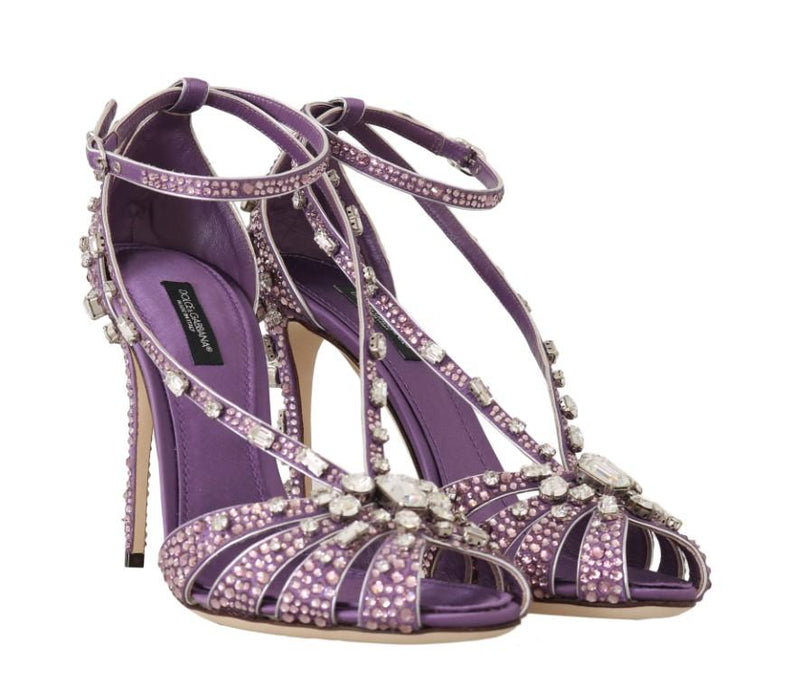 Purple Silk Crystal Strass Sandals