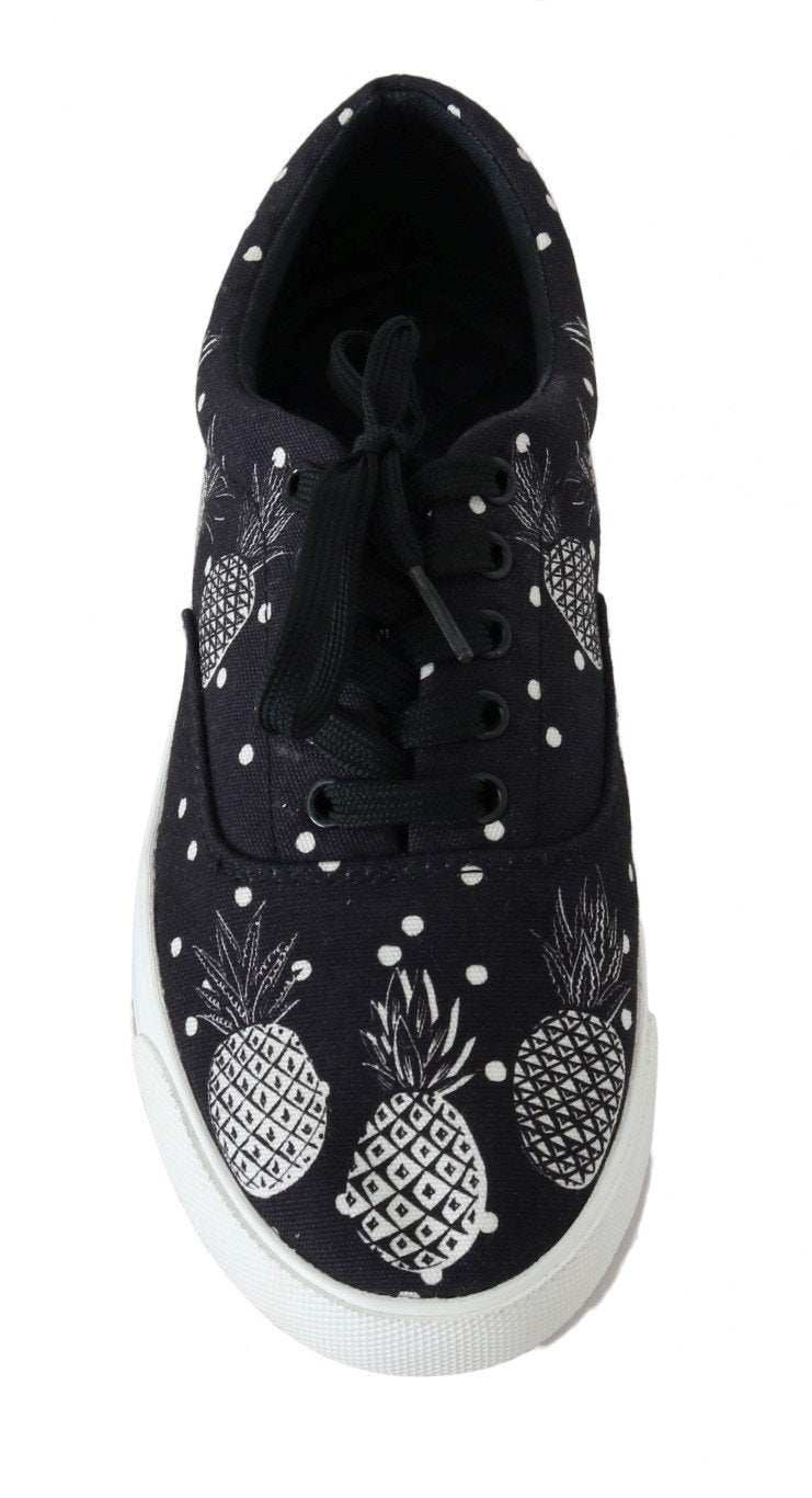 Black White Pineapple Canvas Sneakers