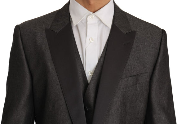Gray Silk Wool MARTINI Slim Fit 3 Piece Suit