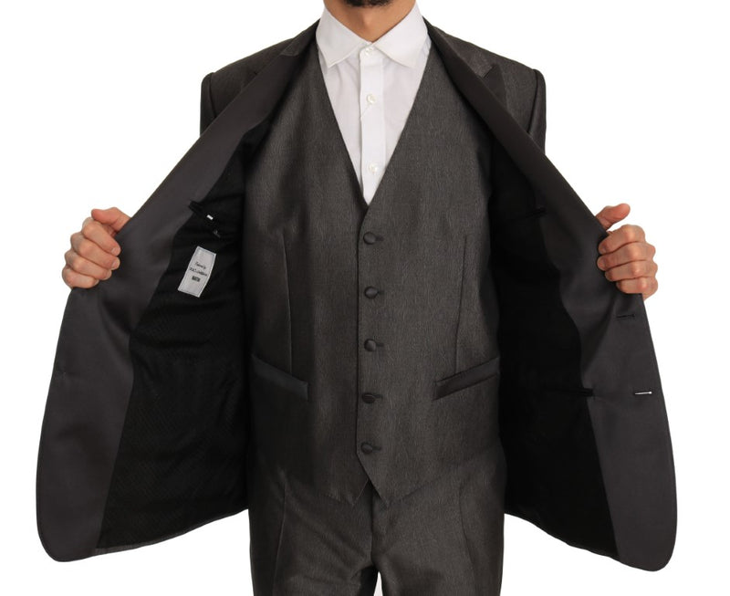 Gray Silk Wool MARTINI Slim Fit 3 Piece Suit