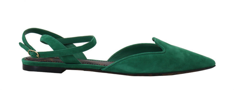 Flats Green Suede Leather Ankle Strap