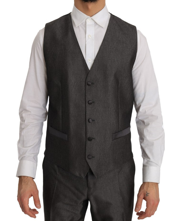 Gray Silk Wool MARTINI Slim Fit 3 Piece Suit