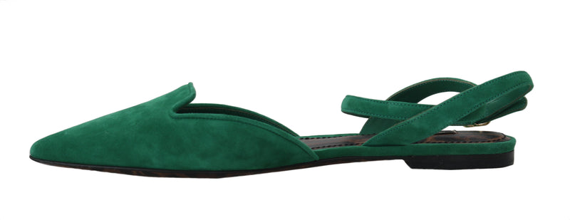 Flats Green Suede Leather Ankle Strap