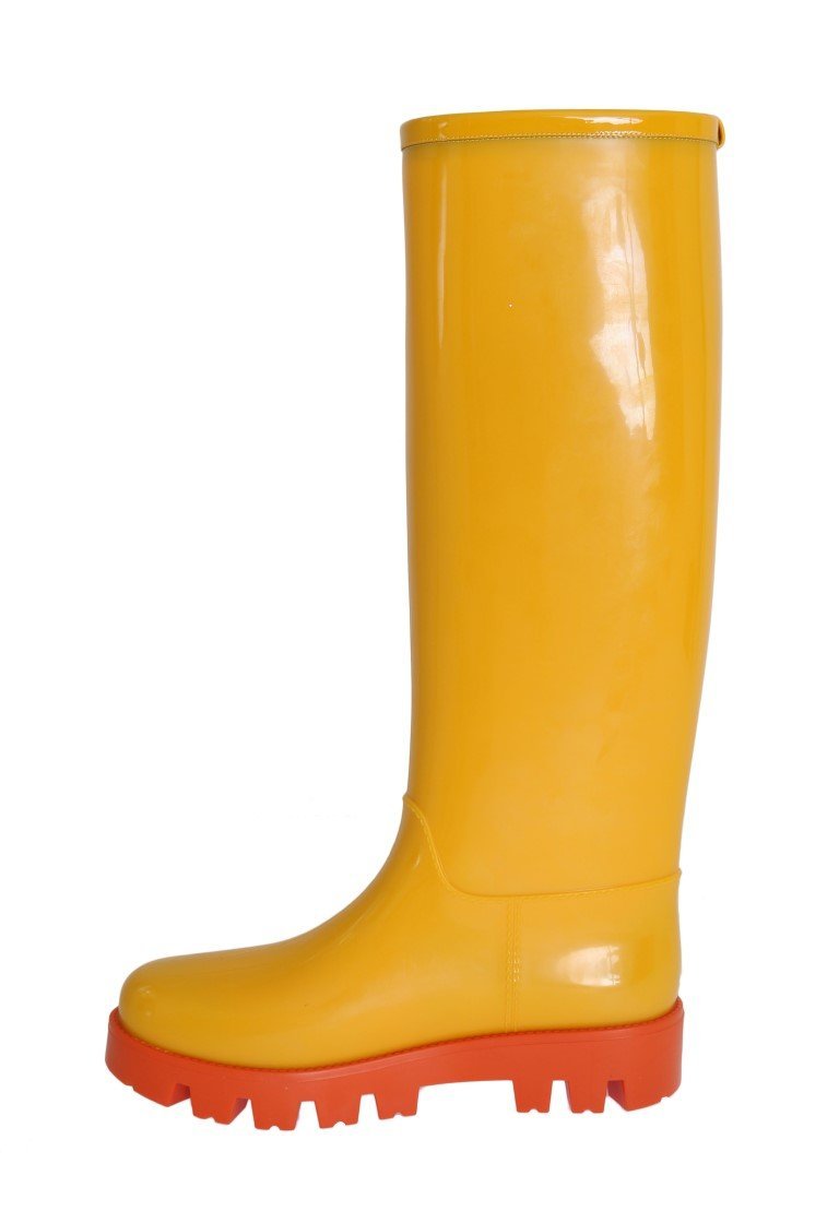 Yellow Rubber Knee Rain Boots