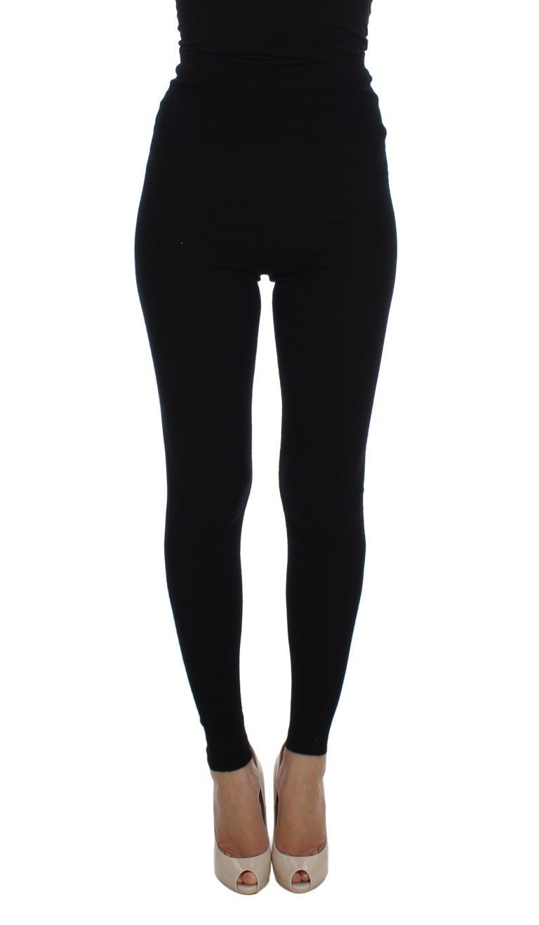 Black Cashmere Stretch Waist Tights Pants