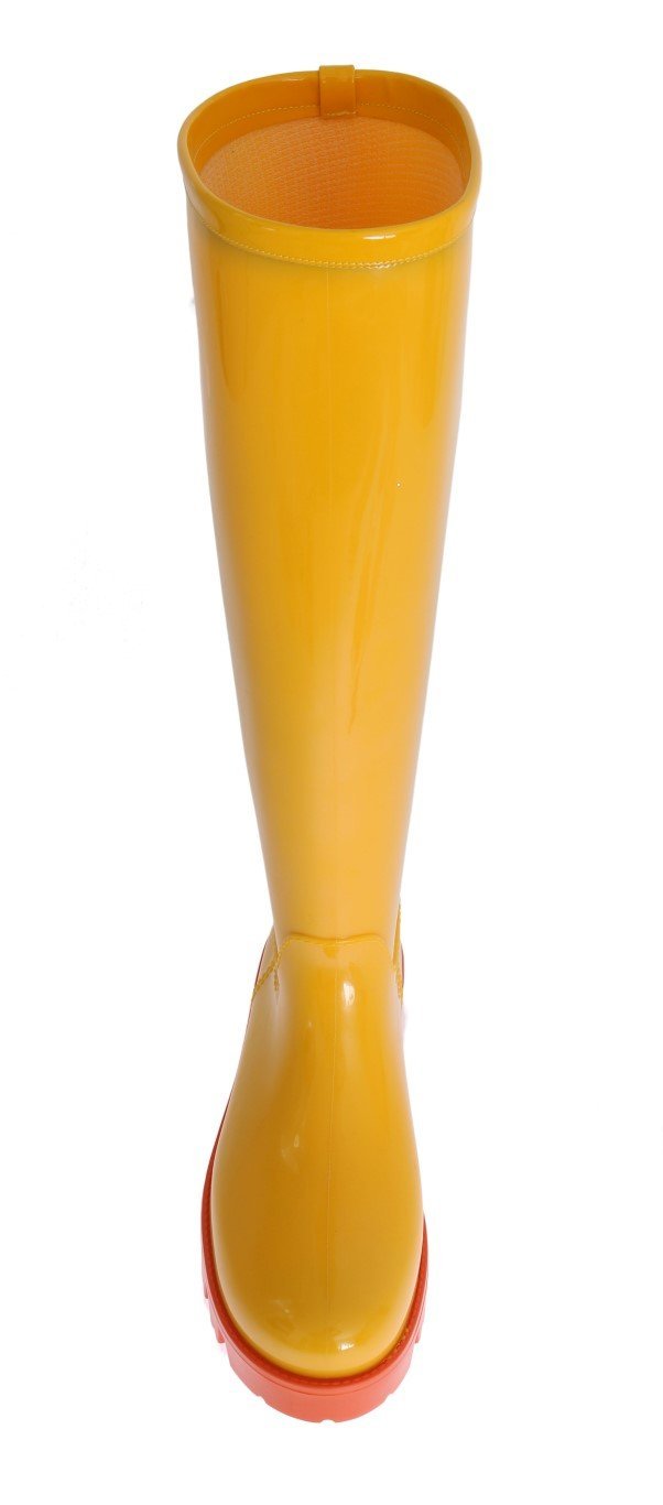 Yellow Rubber Knee Rain Boots