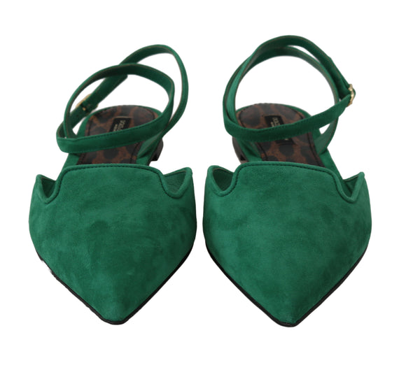 Flats Green Suede Leather Ankle Strap