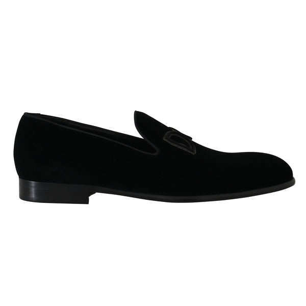 Black Velvet DG Logo Dress Loafers