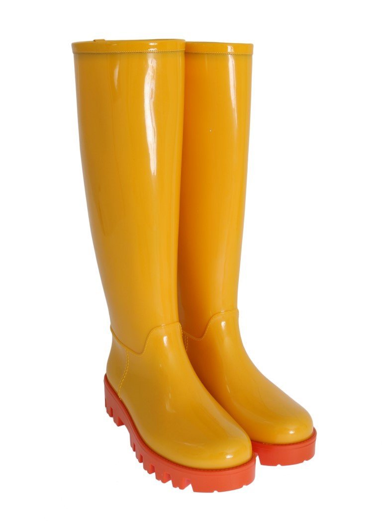 Yellow Rubber Knee Rain Boots