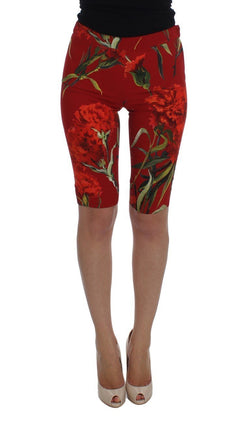 Stretch Red Roses Tights Shorts